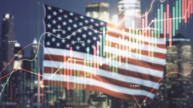 usa flag with graph